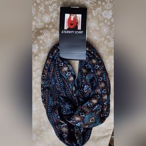 Eternity Scarf By Sylvia Fashion Scarves**Navy Blue Print**